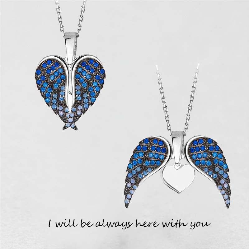 Angel Wings Necklace Ladies Fashion Heart Shaped Zircon Pendant