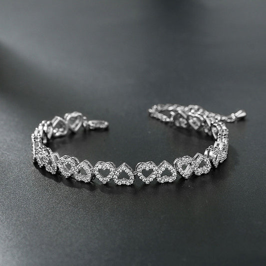 Girl's High-grade Diamond Bracelet With Full Diamond Heart