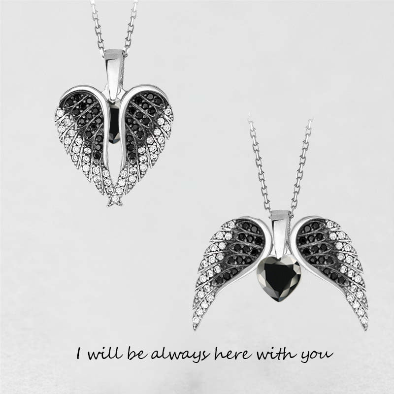 Angel Wings Necklace Ladies Fashion Heart Shaped Zircon Pendant