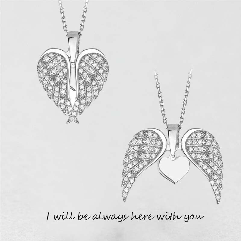 Angel Wings Necklace Ladies Fashion Heart Shaped Zircon Pendant